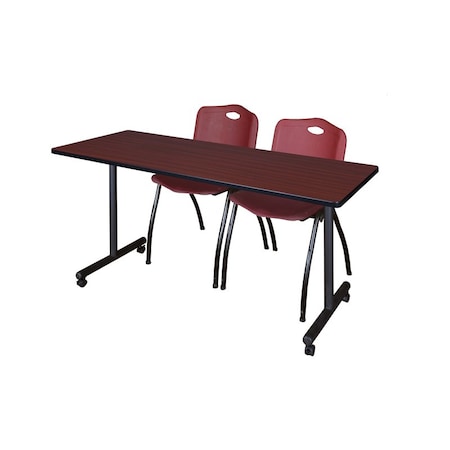 Kobe Rectangle Mobile table, 60" W, 29" H, Laminate Top, Mahogany MKTRCC6024MH47BY